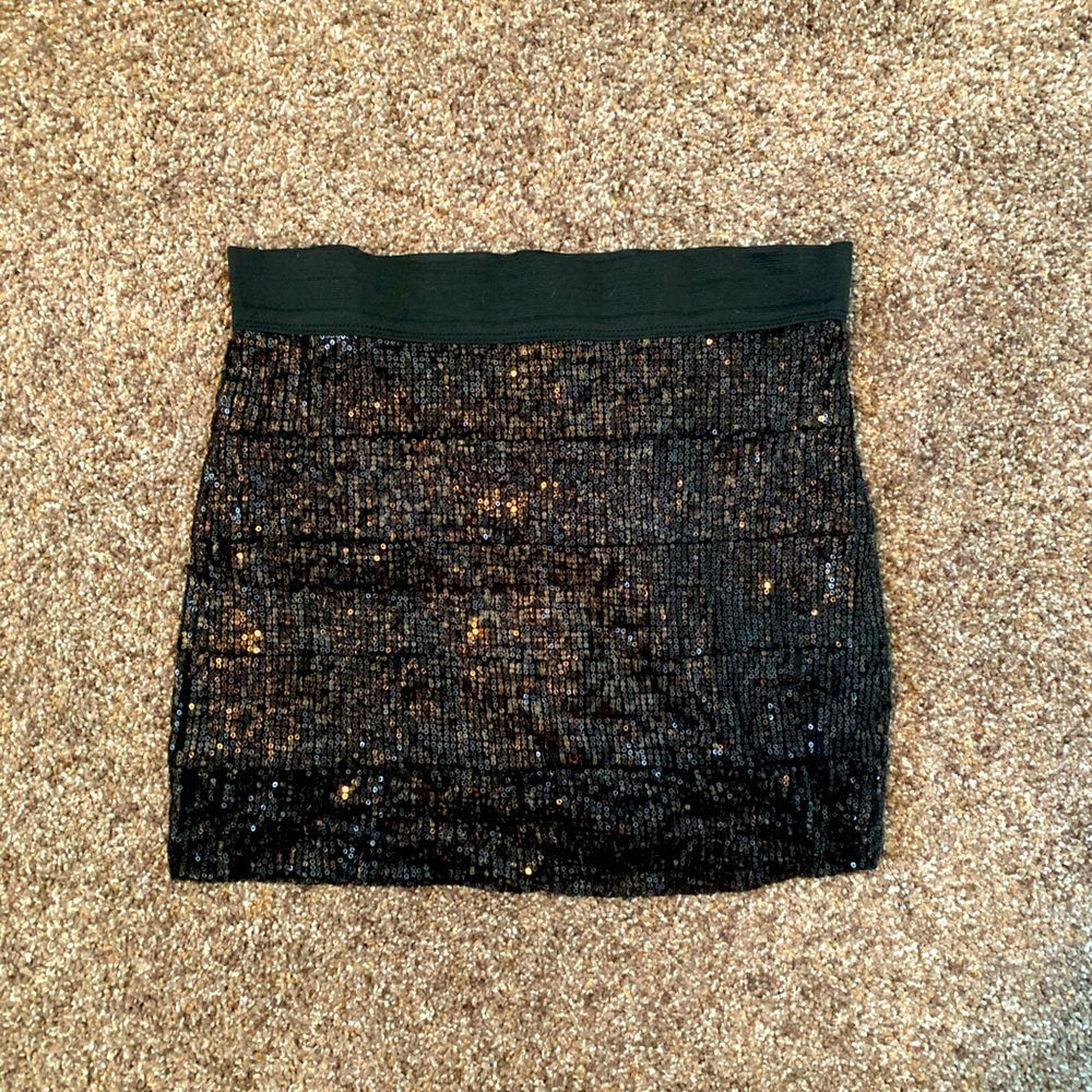 Black and bronze sequin mini skirt